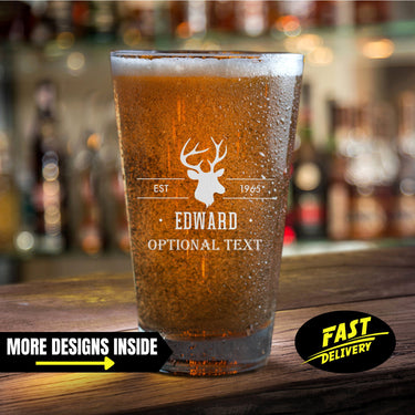 Customized Deer Hunting Est Pint Glass